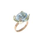 Ring - 9 kt. Roségoud, Witgoud -  6.45ct. tw. Aquamarijn, Nieuw