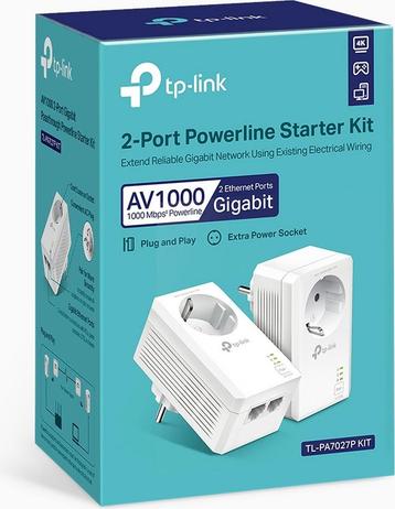 Powerline Adapter -TP-Link TL-PA7027P KIT  Zonder WiFi - Sta beschikbaar voor biedingen
