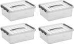 Sunware Q-line Opbergbox Transparant/Grijs 12 liter - Set, Nieuw, Verzenden
