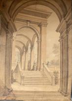 Scuola italiana (XIX), firmato Culbello - Palazzo a Roma