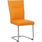 Leren eetkamerstoel Retro - Toledo Mandarin (oranje) -, Huis en Inrichting, Ophalen of Verzenden, Nieuw, Leer, Modern