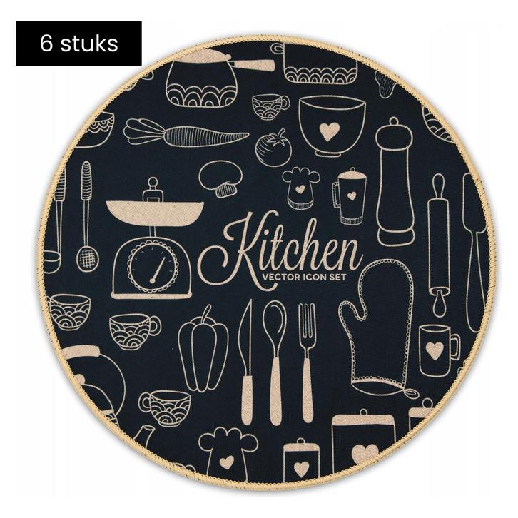Tragar Set Van 6 Premium Placemats - Ronde Placemats -, Huis en Inrichting, Keuken | Keukenbenodigdheden, Ophalen of Verzenden
