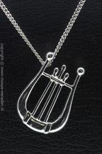Zilveren Harp handuitvoering ketting hanger, Sieraden, Tassen en Uiterlijk, Kettinghangers, Nieuw, Verzenden