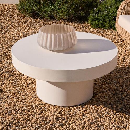 *WOONWINKEL* Kave Home Aiguablava Ronde Salontafel Cement Wi, Huis en Inrichting, Tafels | Salontafels, Nieuw, Verzenden