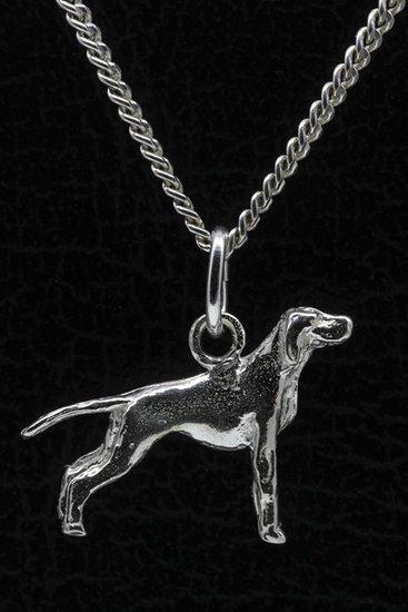 Zilveren Vizsla staande hond korthaar met staart ketting ..., Sieraden, Tassen en Uiterlijk, Kettinghangers, Verzenden