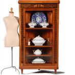 Hoekkast of hoekvitrine ca 1815 kersen berken ebben en gebru, Antiek en Kunst, Antiek | Overige Antiek, Ophalen of Verzenden