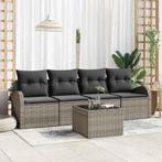 vidaXL Tuin Sofa Set met kussen 5 pcs Grijs Poly rattan,, Tuin en Terras, Verzenden, Nieuw, Rotan