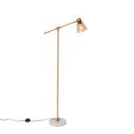 Art Deco vloerlamp brons met marmer en amber glas - Nina, Huis en Inrichting, Nieuw, Glas, Art Deco, 100 tot 150 cm