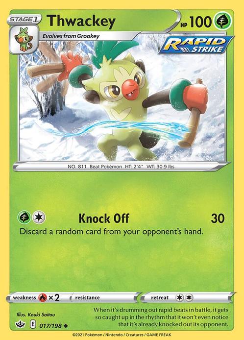 Thwackey 017/198 Chilling Reign, Hobby en Vrije tijd, Verzamelkaartspellen | Pokémon, Losse kaart, Nieuw, Foil, Ophalen of Verzenden