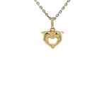 Gouden vintage hart hanger met dolfijnen 14 krt, Ophalen of Verzenden, Nieuw