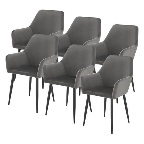 Eetkamerstoel Hollola set van 6 donkergrijs [en.casa], Huis en Inrichting, Stoelen, Verzenden