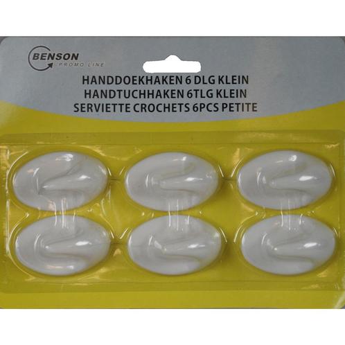 Benson Ovale zelfklevende handdoekhaken - kunststof - wit..., Huis en Inrichting, Keuken | Keukenbenodigdheden, Nieuw, Ophalen of Verzenden