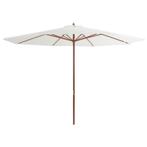 vidaXL Parasol met houten paal 350 cm zandwit, Tuin en Terras, Parasols, Verzenden, Nieuw