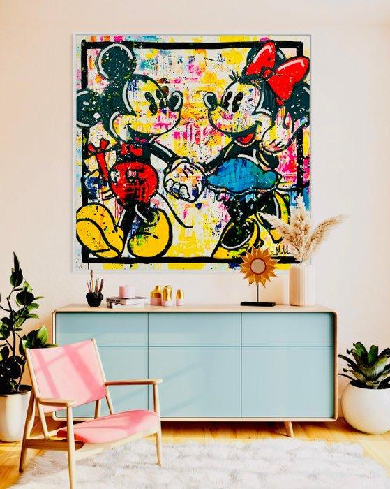 Mikko - Mickey And Minnie Mouse Walking Love - XL (No, Antiek en Kunst, Kunst | Schilderijen | Modern