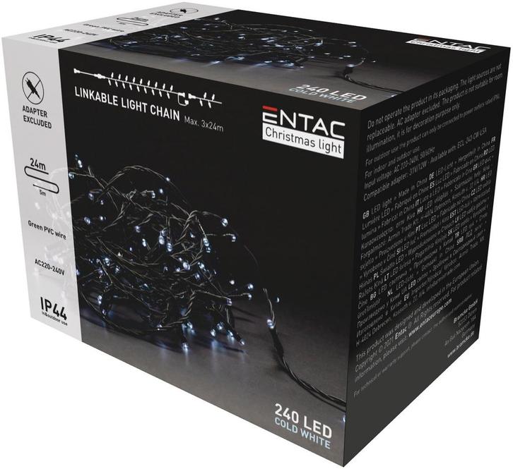 Entac LED Lichtsnoer Kerst 24m - Zonder Adapter -, Diversen, Kerst, Nieuw, Verzenden