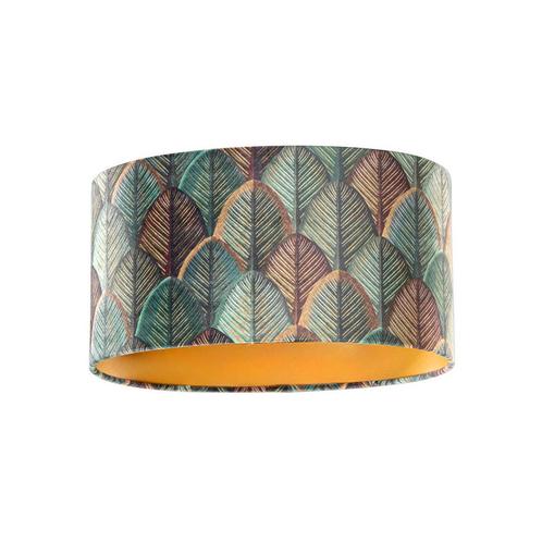 Velours lampenkap blad dessin met gouden binnenkant ovaal, Huis en Inrichting, Lampen | Lampenkappen, Minder dan 25 cm, Ovaal
