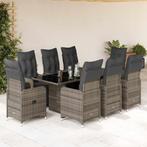 vidaXL 9-delige Bistroset met kussens poly rattan grijs, Tuin en Terras, Tuinsets en Loungesets, Verzenden, Nieuw, Rotan