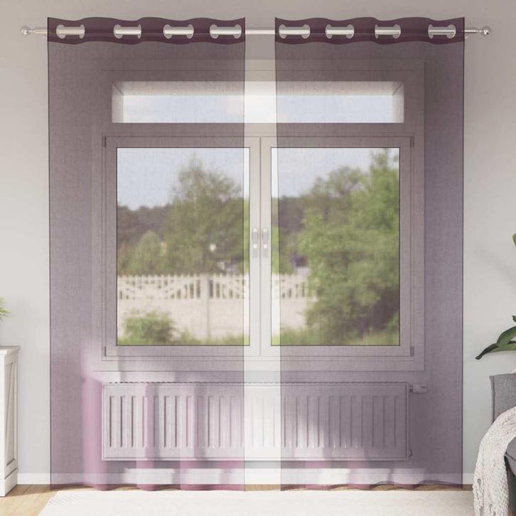 vidaXL Gordijnen voile met doorvoertules 2 st 140x245 cm, Huis en Inrichting, Stoffering | Gordijnen en Lamellen, Nieuw, Verzenden