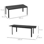 Uitschuifbare Tuintafel Voor 6-8 Personen, Aluminium, Zwart,, Tuin en Terras, Nieuw, Verzenden