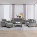 vidaXL 4-delige Loungeset met kussens microvezelstof, Huis en Inrichting, Banken | Bankstellen, Verzenden, Nieuw, Vierpersoons of meer