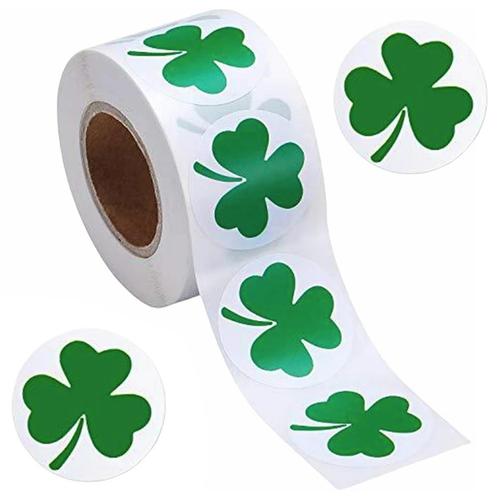 500 Stickers Op Rol - 2.5cm - Klavertje Vier - Geluk, Diversen, Cadeauverpakkingen, Verzenden