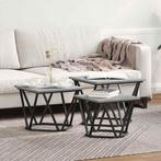 vidaXL Salontafel 3 pcs Grijs sonoma 50 x 50 x 40 cm, Huis en Inrichting, Tafels | Salontafels, Verzenden, Vierkant, Nieuw, 50 tot 100 cm