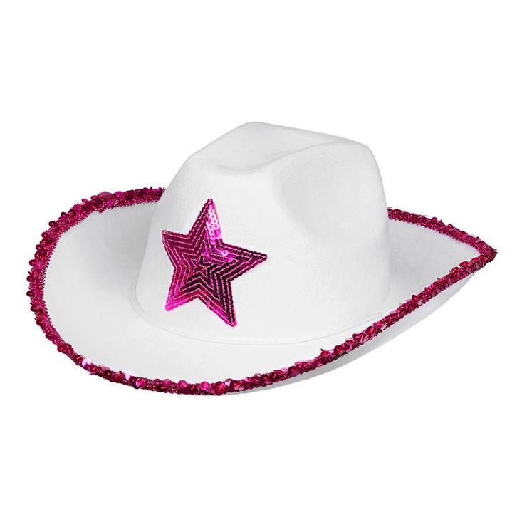 Hoed Rodeo star wit/roze, Kleding | Dames, Carnavalskleding en Feestkleding, Nieuw, Ophalen of Verzenden