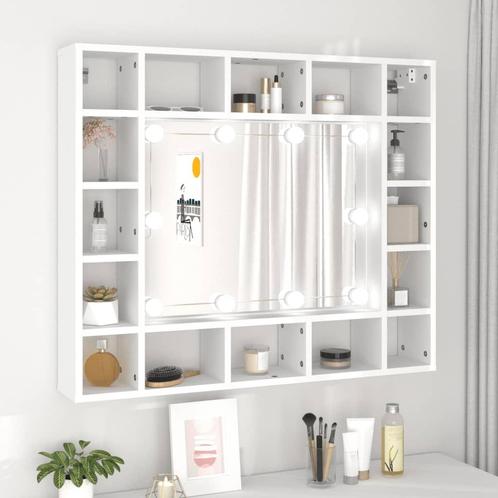 vidaXL Spiegelkast met LED-verlichting 91x15x76,5 cm wit, Huis en Inrichting, Tafels | Kaptafels, Nieuw, Verzenden