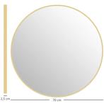 70 X 70 Cm Ronde Badkamerspiegel, Wandmontage, Goudkleurige, Huis en Inrichting, Woonaccessoires | Spiegels, Verzenden, Nieuw