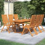vidaXL 7-delige Tuinset massief acaciahout, 6 zitplaatsen, Nieuw, Tuinset, Verzenden