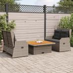 vidaXL 3-delige Loungeset met kussens poly rattan grijs, Verzenden, Nieuw, Rotan, Loungeset