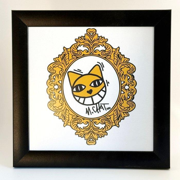 M.Chat (Thoma Vuille) (1977) - Le Chat doré dans son cadre, Antiek en Kunst, Kunst | Designobjecten