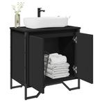 vidaXL Wastafelkast 60x35x60 cm bewerkt hout zwart, Verzenden, Nieuw, Minder dan 100 cm