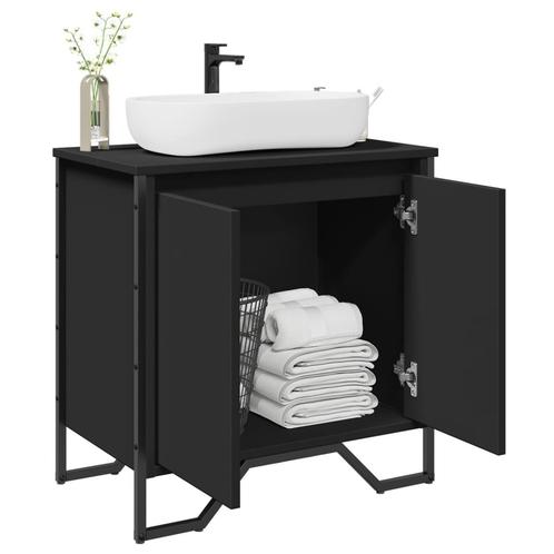 vidaXL Wastafelkast 60x35x60 cm bewerkt hout zwart, Huis en Inrichting, Badkamer | Badkamermeubels, Nieuw, Minder dan 100 cm, Verzenden