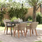 vidaXL Eetkamerset 5 pcs Lichtgrijs Poly riet, Verzenden, Nieuw, Rotan