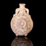 Oud-Egyptisch Fayence pelgrimfles amulet met Wedjat-oog -