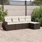 vidaXL 5-delige Loungeset met kussens poly rattan bruin, Tuin en Terras, Tuinsets en Loungesets, 5 zitplaatsen, Nieuw, Loungeset