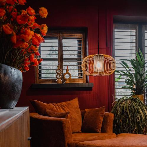 Design hanglamp goud met zwart 50 cm - Marnie, Huis en Inrichting, Lampen | Hanglampen, Nieuw, Overige materialen, 75 cm of meer