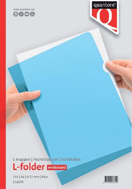 25 Blauwe A4 insteekhoezen L-model 0,12mm PP Quantore, Zakelijke goederen, Kantoor en Winkelinrichting | Kantoorartikelen, Verzenden