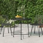 vidaXL Eettafel Ø80 cm gehard glas en staal zwart, Verzenden, Nieuw, Metaal