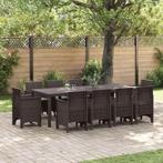 vidaXL Tuin Eetset 11 pcs Bruin Polypropyleen, Verzenden, Nieuw