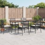 vidaXL 7-delige Tuinset met kussens poly rattan zwart, Tuin en Terras, 6 zitplaatsen, Nieuw, Tuinset, Verzenden