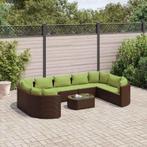 vidaXL 10-delige Loungeset met kussens poly rattan bruin, Meer dan 8 zitplaatsen, Nieuw, Loungeset, Verzenden