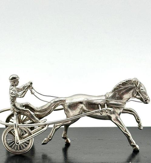 No reserve-Zeer grote en zware zilveren miniatuur Sulky met, Antiek en Kunst, Antiek | Goud en Zilver