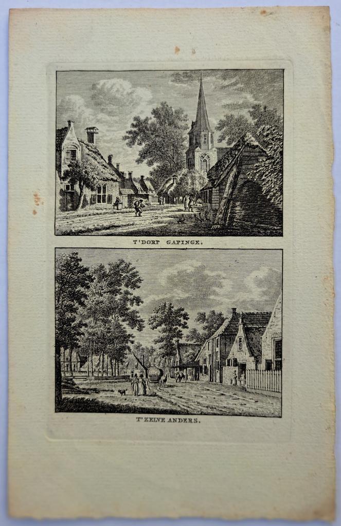 t’ Dorp Gapinge, en t’ Zelfde Anders, Antiek en Kunst, Kunst | Etsen en Gravures, Ophalen of Verzenden