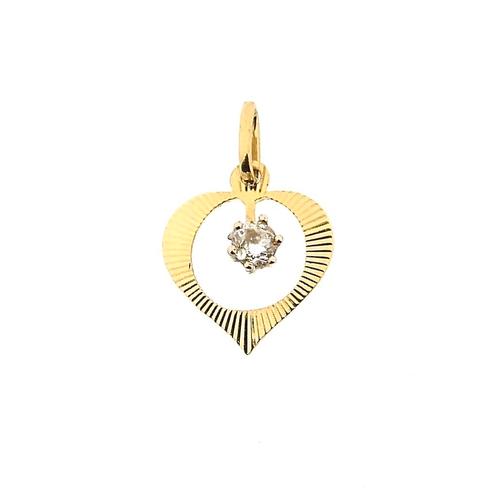 Gouden hanger van een hart met zirconia (zirconia stenen), Sieraden, Tassen en Uiterlijk, Bedels, Gebruikt, Overige merken, Goud