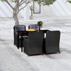 vidaXL 5-delige Tuinset zwart, 4 zitplaatsen, Nieuw, Tuinset, Verzenden