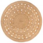 vidaXL Tapijt met ontwerp rond 180 cm gevlochten jute, Huis en Inrichting, Stoffering | Tapijten en Kleden, Verzenden, Nieuw, Beige