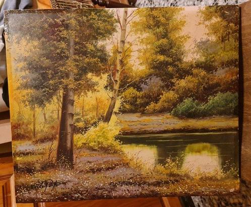 Ureña Pastor (XX) - Paisaje otoñal junto al lago, Antiek en Kunst, Kunst | Schilderijen | Klassiek