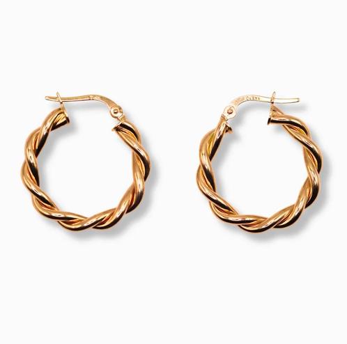 Gouden Oorbellen Gevlochten Moyenne, Sieraden, Tassen en Uiterlijk, Oorbellen, Goud, Nieuw, Goud, Verzenden